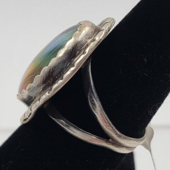 Rainbow Agate Herbert Tsosie Size 7 Sterling Ring Made in USA Retails $170 NWT - Picture 5 of 14